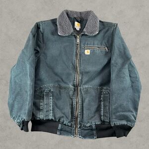 Carhartt Jacket Womens Large Blue Detroit Wildwood Sherpa Lined 100815 001 Work